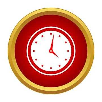 Clock icon showing time on red button Stock Illustration