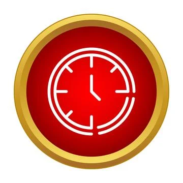 Clock icon showing time on red button Illustrazione stock