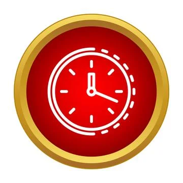 Clock icon showing time on red button Stock Illustration