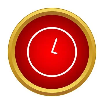 Clock icon showing time on red button Illustrazione stock