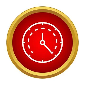 Clock icon showing time on a red circle Ilustração Stock