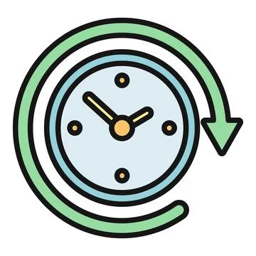 Clock icon showing time rewind or history concept 스톡 일러스트