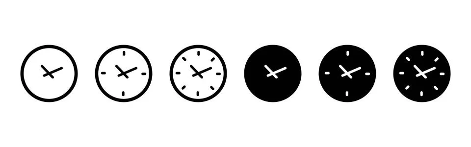 Clock icon. Simple analog time symbol with hour and minute hands vector. Cl.. 스톡 일러스트