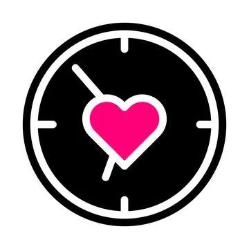 Clock icon solid black pink style valentine illustration vector element and.. Stock Illustration