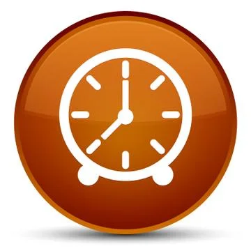 Clock icon special brown round button Stock Illustration