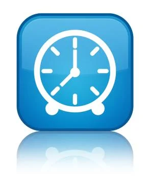 Clock icon special cyan blue square button Illustrazione stock