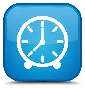 Clock icon special cyan blue square button Illustrazione stock