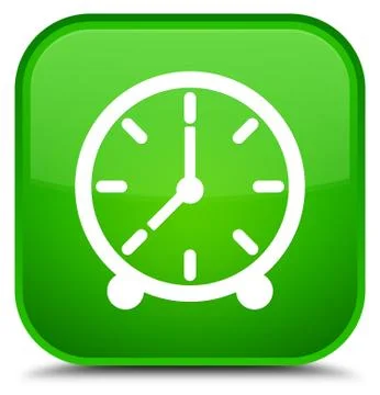 Clock icon special green square button Stock Illustration