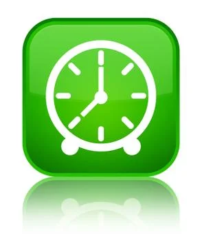 Clock icon special green square button Stock Illustration