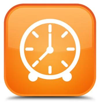 Clock icon special orange square button Stock Illustration