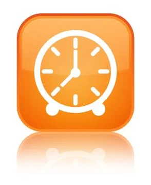 Clock icon special orange square button Stock Illustration