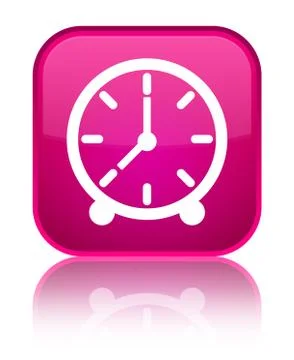 Clock icon special pink square button Illustrazione stock