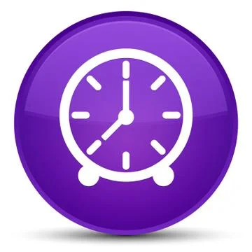 Clock icon special purple round button Stock Illustration
