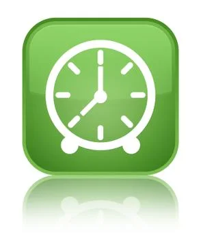 Clock icon special soft green square button Stock Illustration