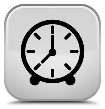 Clock icon special white square button Illustrazione stock