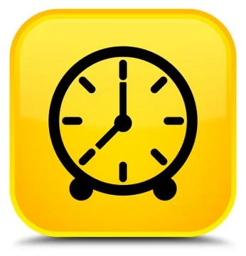 Clock icon special yellow square button Stock Illustration