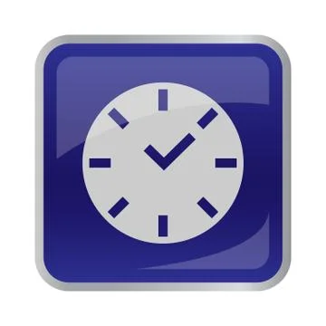 Clock icon on square button Stock Illustration