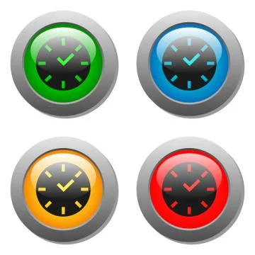 Clock icon on square button Stock Illustration