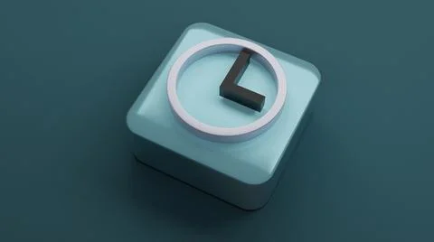 Clock icon on square shape , 3d rendering Stock Photos
