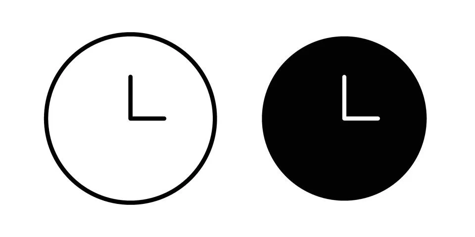 Clock icon symbol  illustration bundle in black colour Illustrazione stock