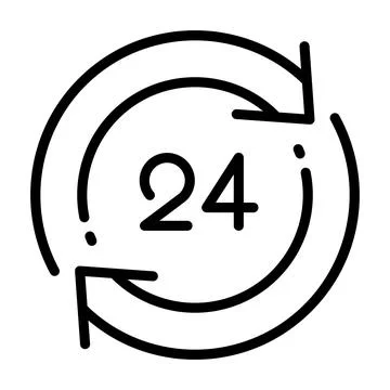 Clock icon. Time pictogram. Flat symbol for web. Line stroke. Isolated on whi Stock Illustration