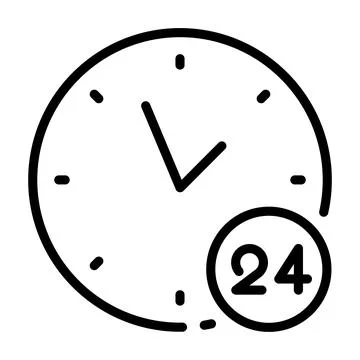 Clock icon. Time pictogram. Flat symbol for web. Line stroke. Isolated on whi Stock Illustration