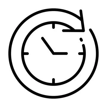 Clock icon. Time pictogram. Flat symbol for web. Line stroke. Isolated on whi Stock Illustration