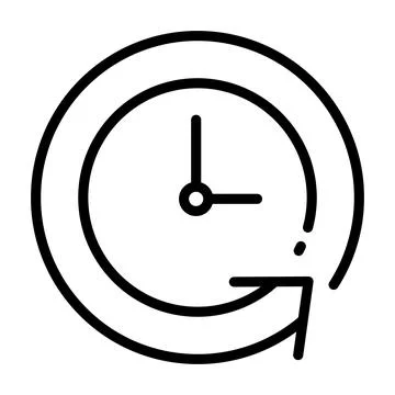Clock icon. Time pictogram. Flat symbol for web. Line stroke. Isolated on whi Stock Illustration
