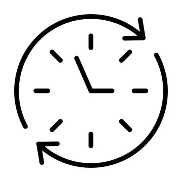 Clock icon. Time pictogram. Flat symbol for web. Line stroke. Isolated on whi Stock Illustration