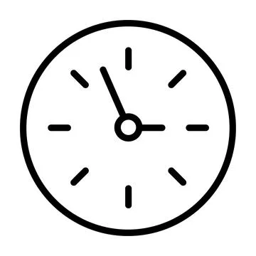 Clock icon. Time pictogram. Flat symbol for web. Line stroke. Isolated on whi Stock Illustration
