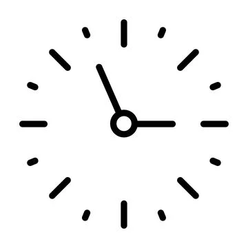 Clock icon. Time pictogram. Flat symbol for web. Line stroke. Isolated on whi Stock Illustration