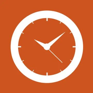 Clock icon in trendy flat style isolated on red background. Vector illustration. Stock Illustration