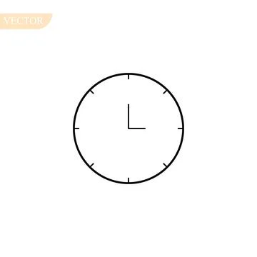 Clock icon in trendy flat style on white background. Clock icon page symbol.. Illustrazione stock