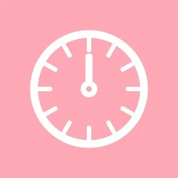 Clock icon in trendy flat style isolated on pink background. Time watch sym.. Stock Illustration