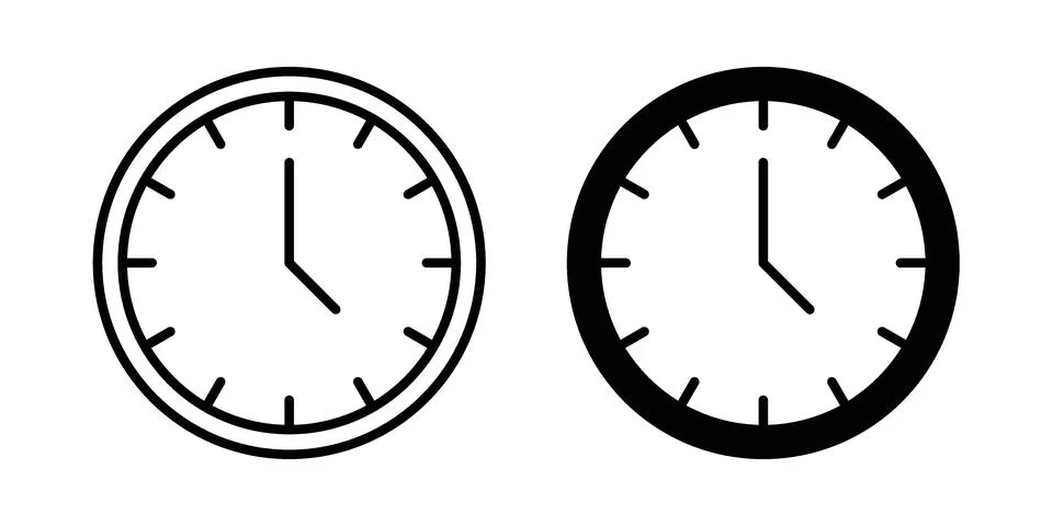 Clock icon vector design illustrations Illustrazione stock