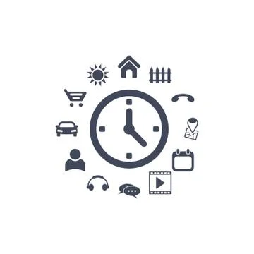 Clock Icon, vector flat design style Stock Illustration