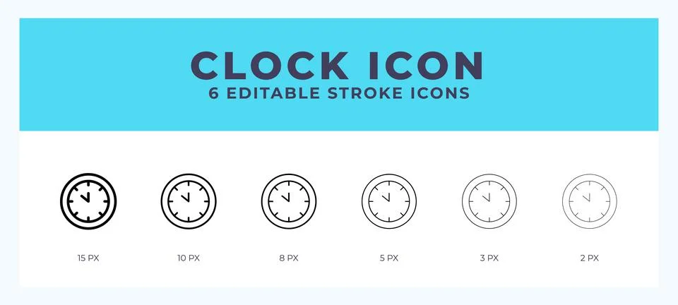 Clock icon vector illustration. With editable stroke for web. App and more. Stock Illustration