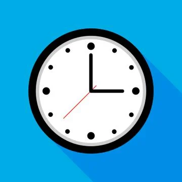 Clock icon , Vector illustration flat design with long shadow Stock Illustration