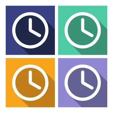 Clock icon , Vector illustration flat design with long shadow Stock Illustration
