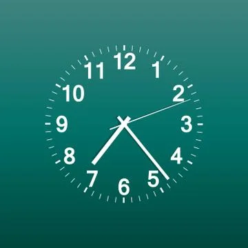 Clock icon vector illustration. Office clock on green background. Illustrazione stock