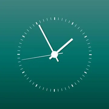 Clock icon vector illustration. Office clock on green background. Stock Illustration