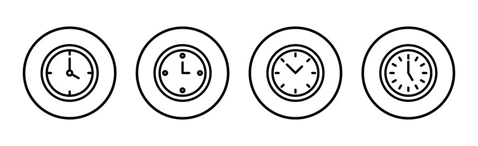 Clock icon vector illustration. Time sign and symbol. watch icon Illustrazione stock