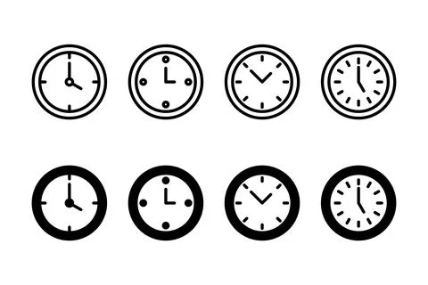 Clock icon vector illustration. Time sign and symbol. watch icon Illustrazione stock