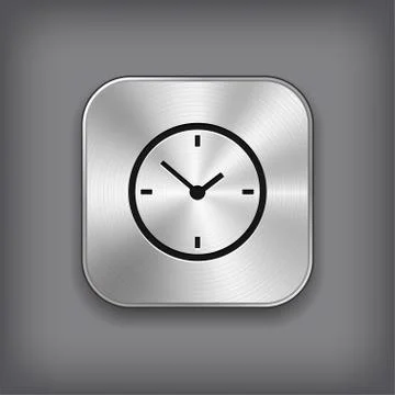 Clock icon - vector metal app button Stock Illustration