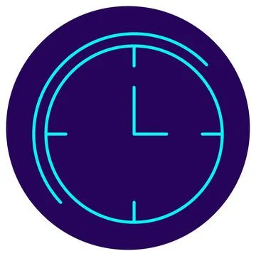 Clock icon. Vector pictogram with thin lines on a round dark blue background 스톡 일러스트