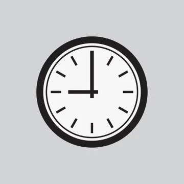 Clock icon. Web sign flat Black and white design, button app. Vector illustra Stock-Illustration