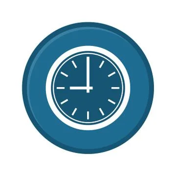 Clock icon. Web sign flat Blue design, button app. Vector illustration Illustrazione stock