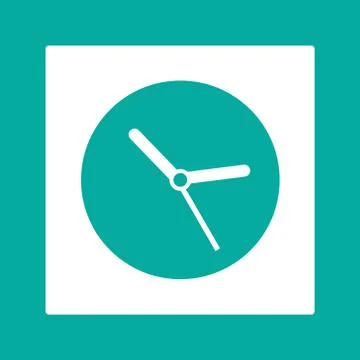 Clock icon. For websites and apps. Image on turquoise background. Flat line Stockillustratie