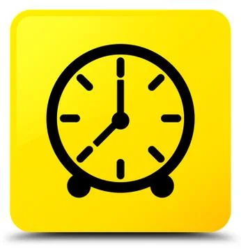 Clock icon yellow square button Stock Illustration