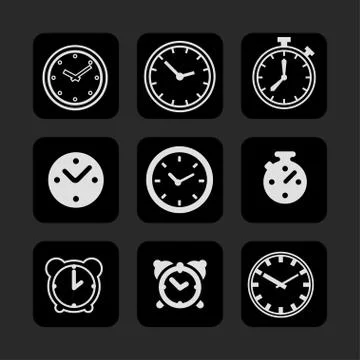 Clock icons Illustrazione stock